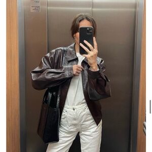 Brown faux Leather Jacket
